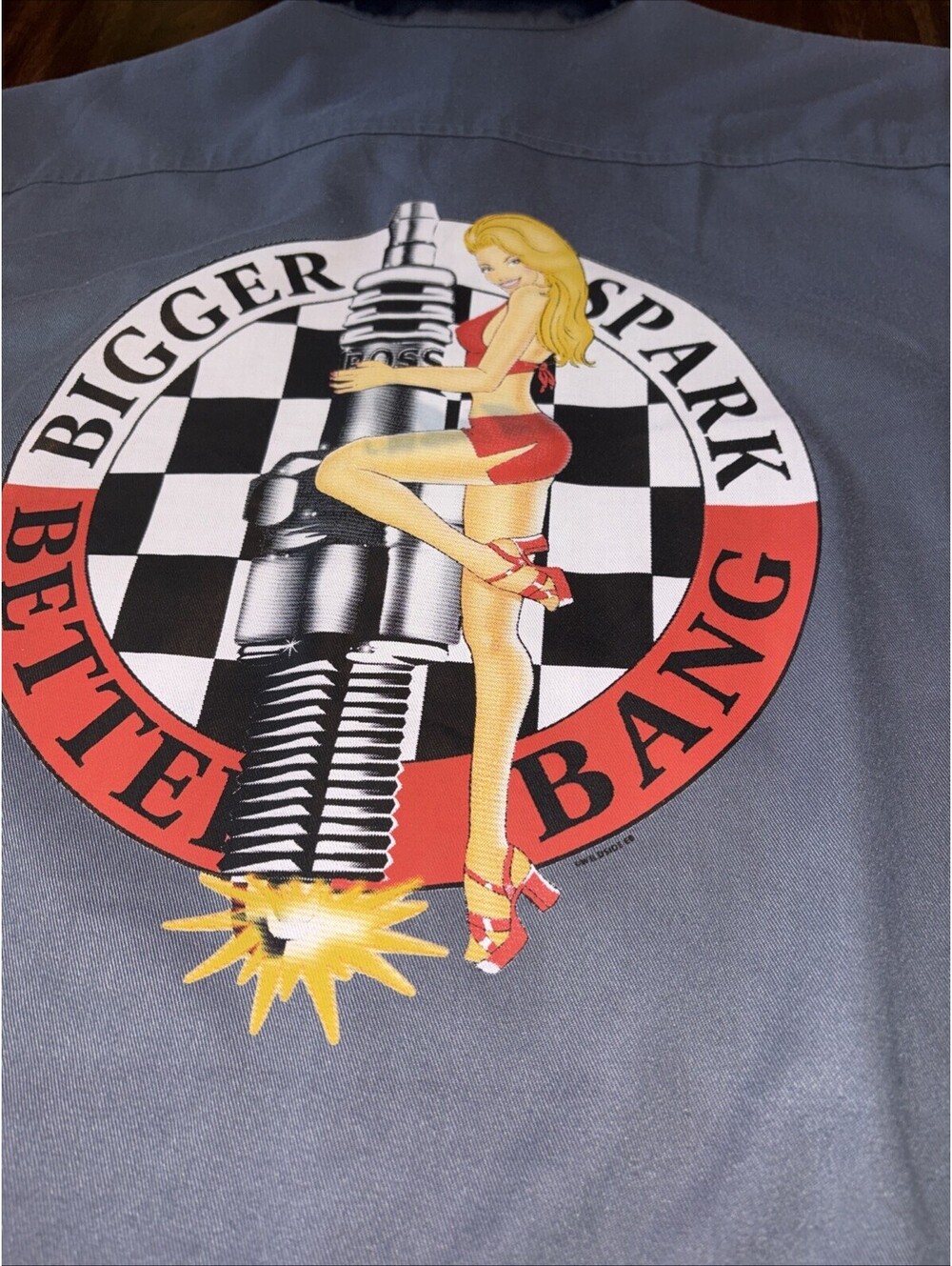 Hot Rod Bigger Spark Better BangPinnup Hot Rod Biker Apparel LRG Grey B/up Shirt